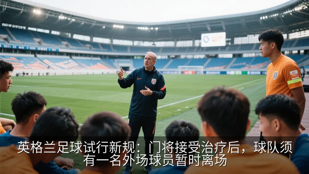 足球教练在场边向球员进行战术指导